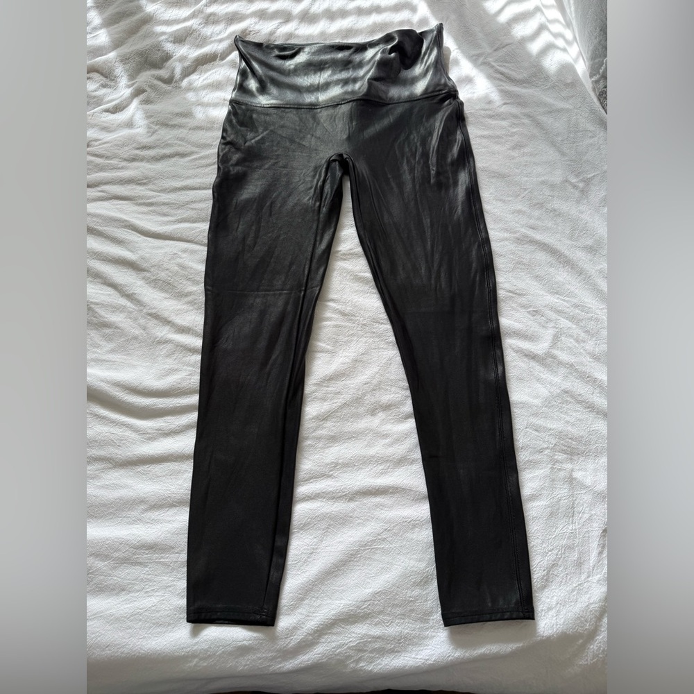 SPANX Black Faux Leather-Look Leggings